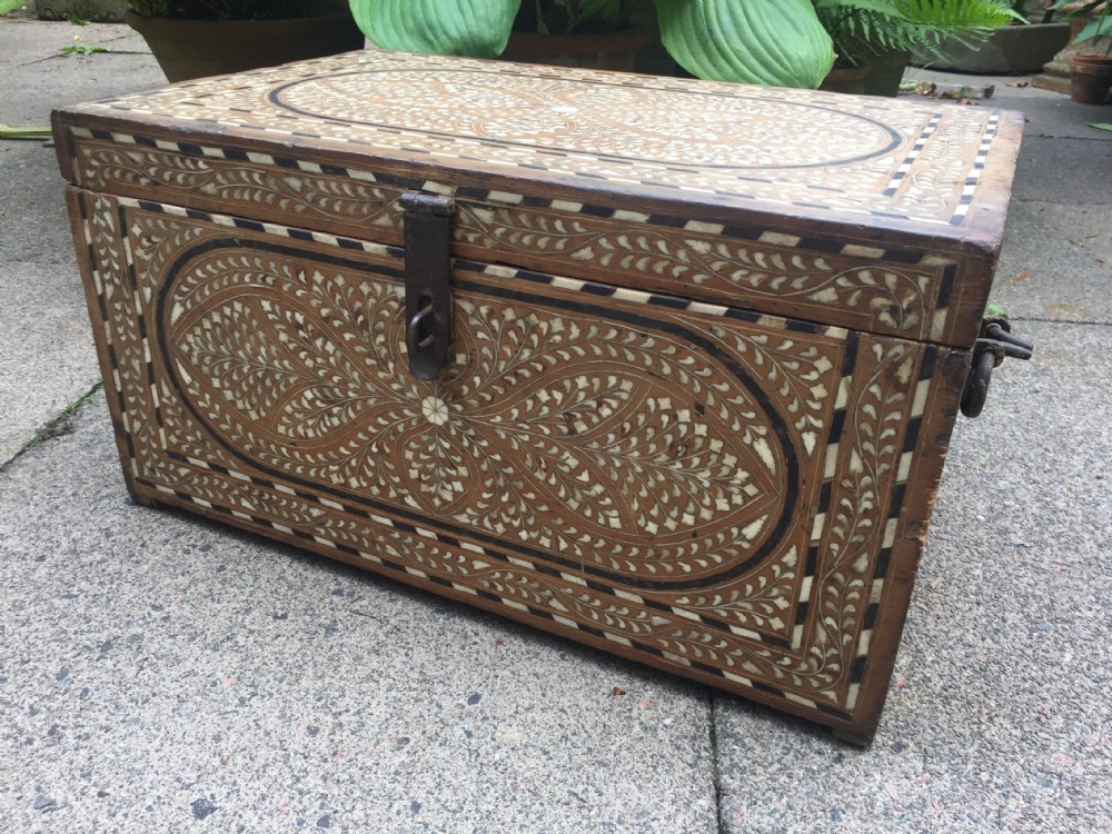 mid c19th indian hoshiarpur ebony and boneinlaid chest or trunk