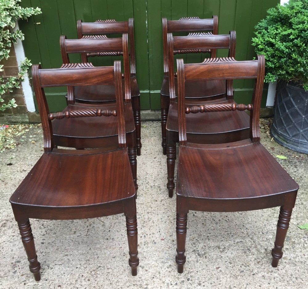 set of 6 early c19th regency period mahogany dining chairs