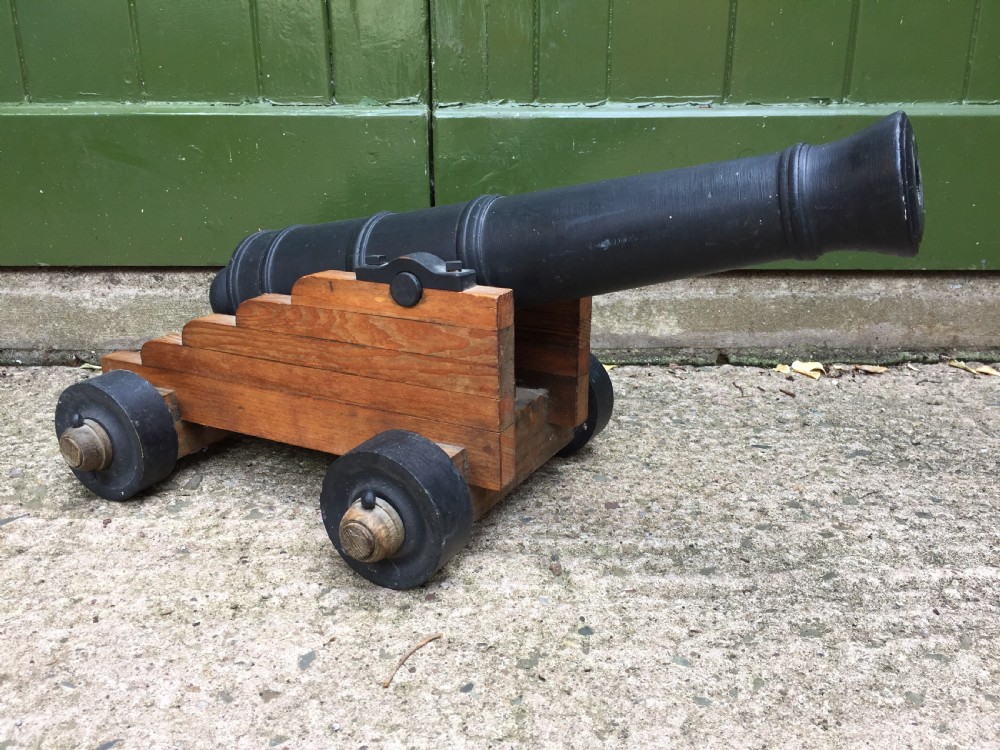 early c20th wooden scale model of an c18th naval cannon