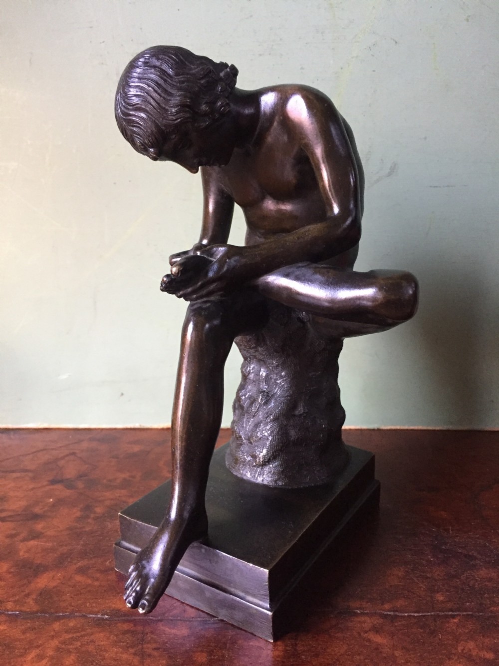 late c19th italian bronze 'grand tour' souvenir sculpture after the antique spinario