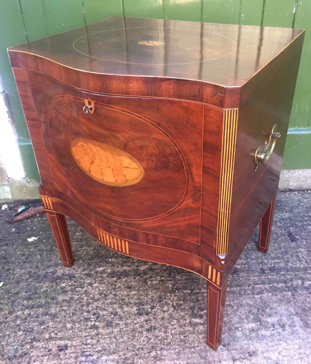 late c18th george iii period sheraton design mahogany wine cellarette with boxwood and satinwood inlay