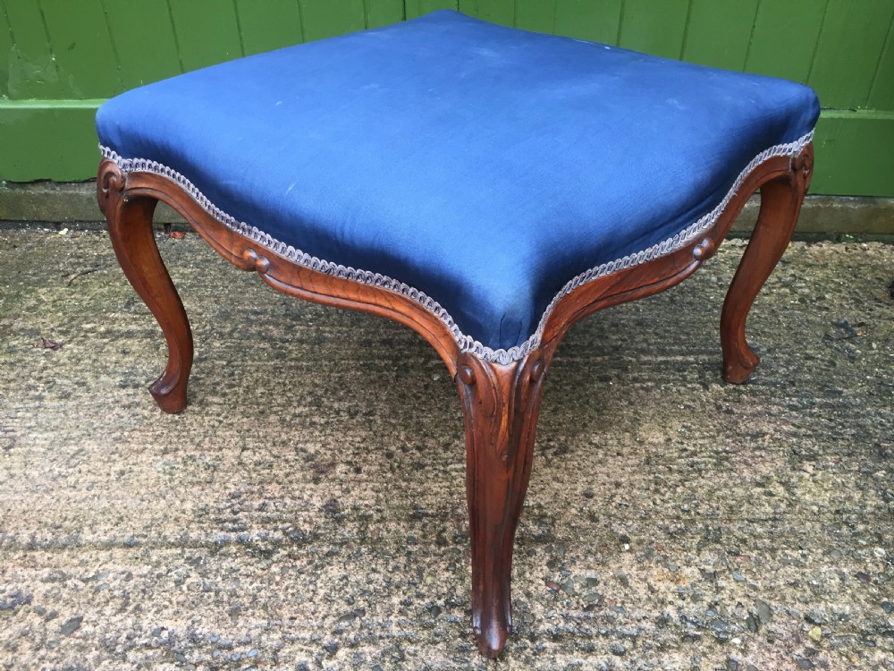 larger scale mid c19th victorian period carved walnut framed stool