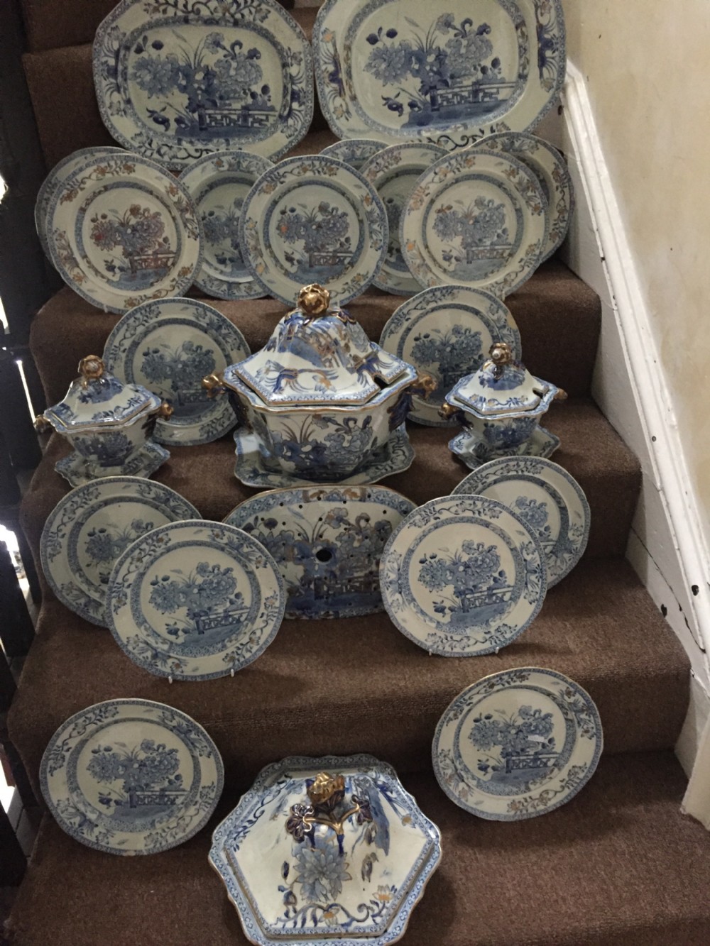 highly decorative mid c19th mason's ironstone china part dinner service