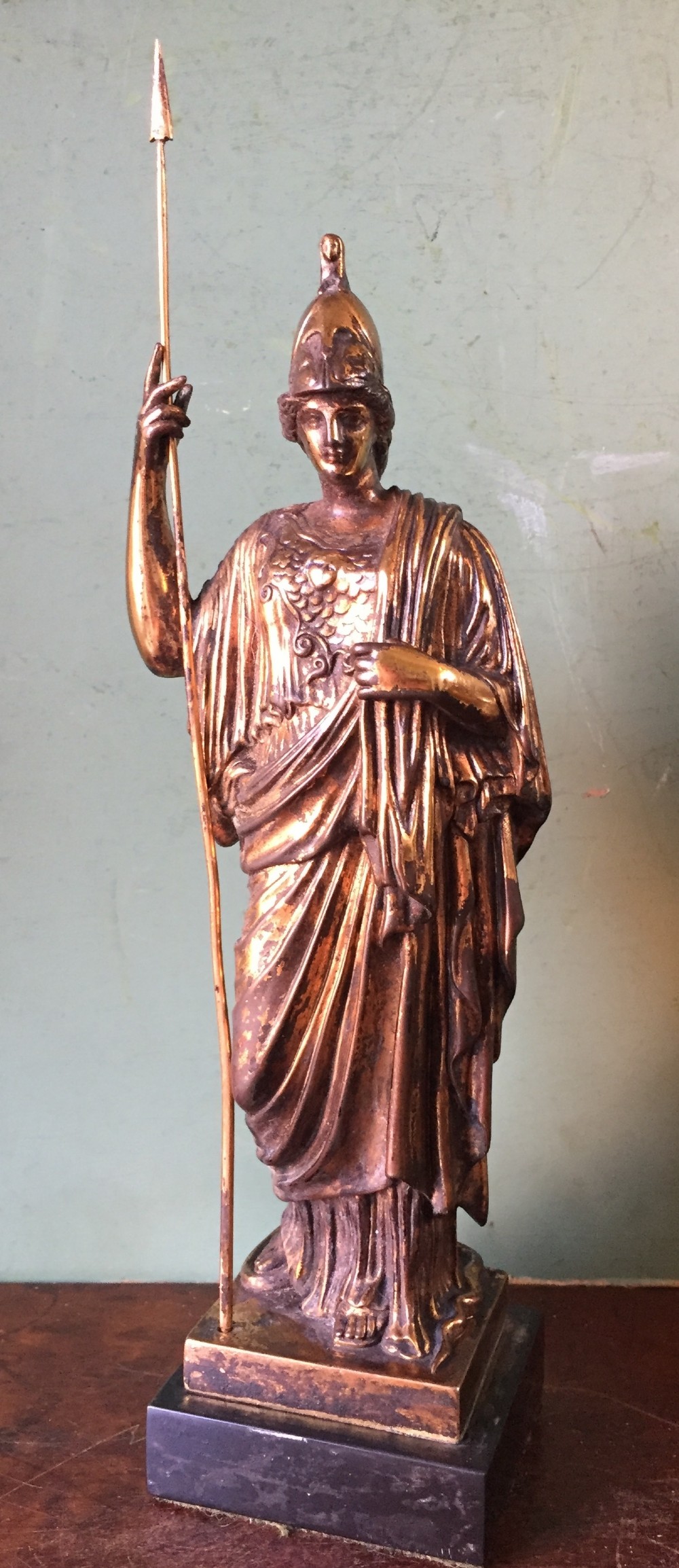 c19th gilded bronze classical 'grand tour' souvenir after the antique of athena