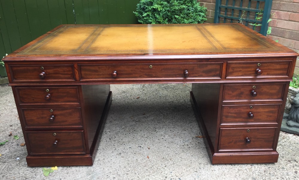 superb documented early c19th mahogany doublesided 'partners' desk by mwillson london