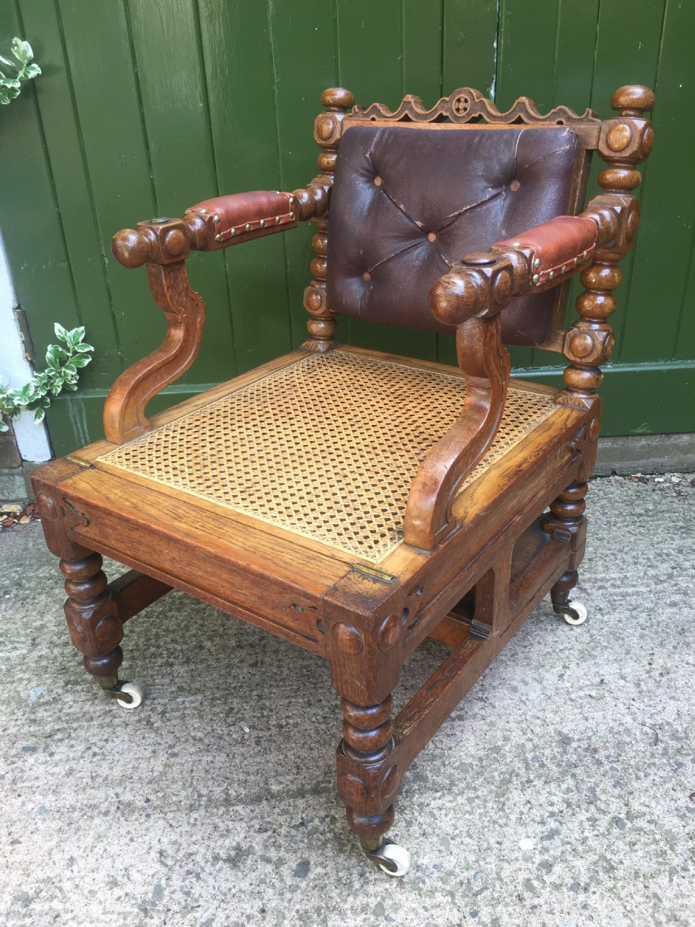 early c19th 'metamorphic' oak library armchair steps in the manner of richard hicks bridgens