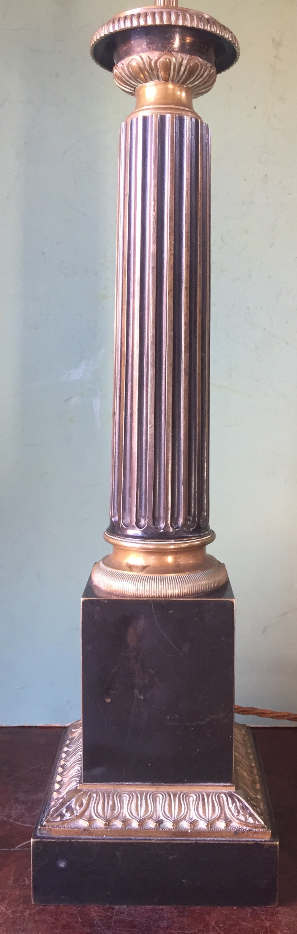 late c19th french empire style giltbrass and tolepeinte table lamp by hadrot paris