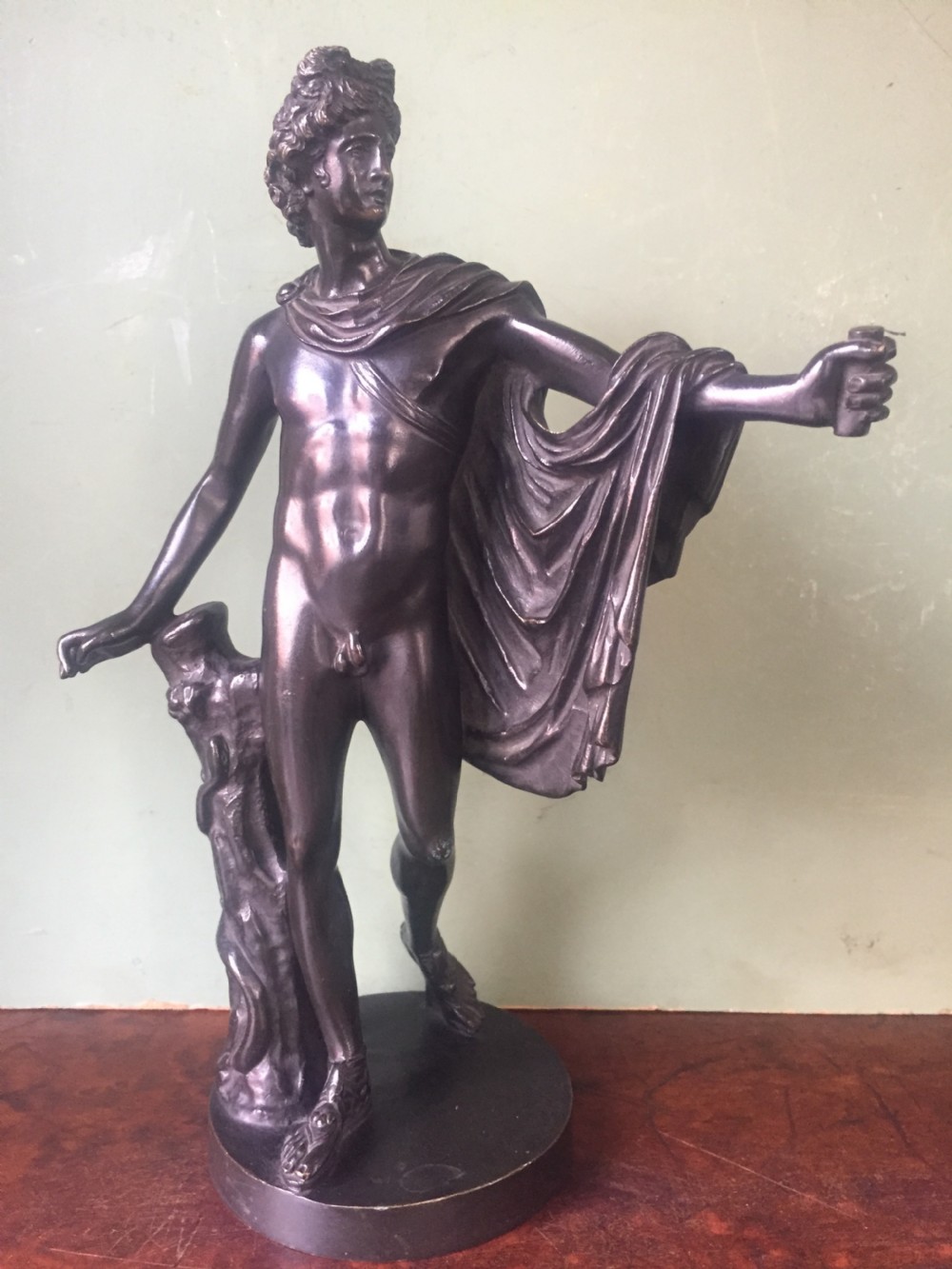 late c19th italian bronze 'grand tour' souvenir reduction sculpture after the antique of apollo belvedere