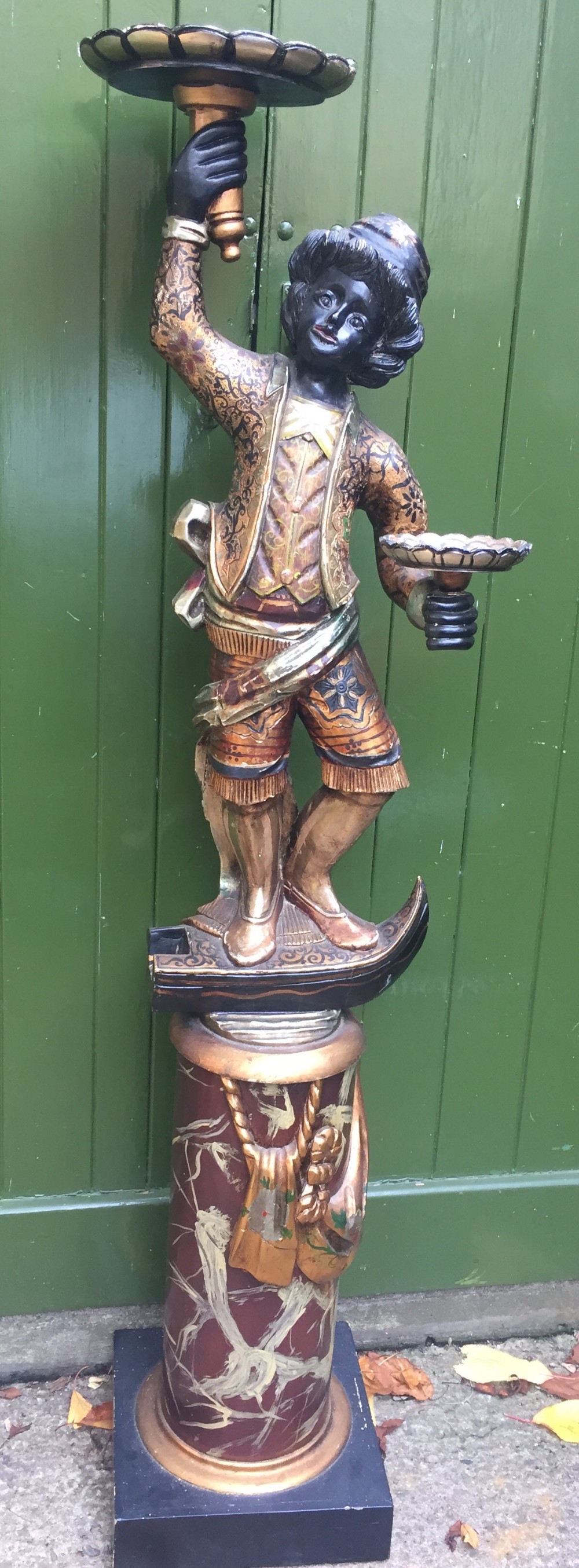 decorative early c20th italian polychrome painted c18th style venetian 'blackamoor' figure