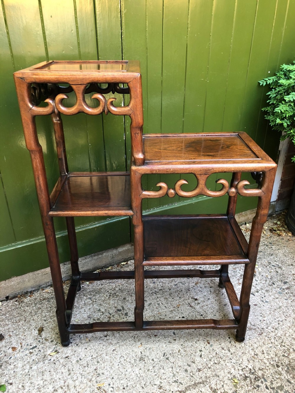 late c19th chinese qing dynasty carved hardwood display stand of asymmetrical design