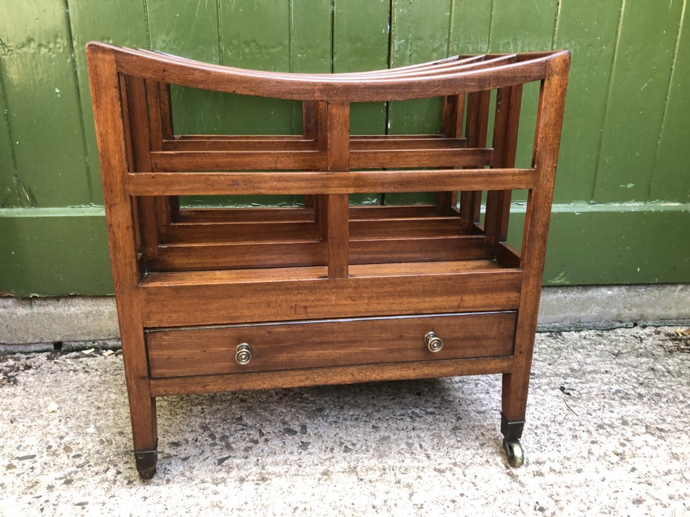 early c19th late george iii period mahogany canterbury or magazine rack