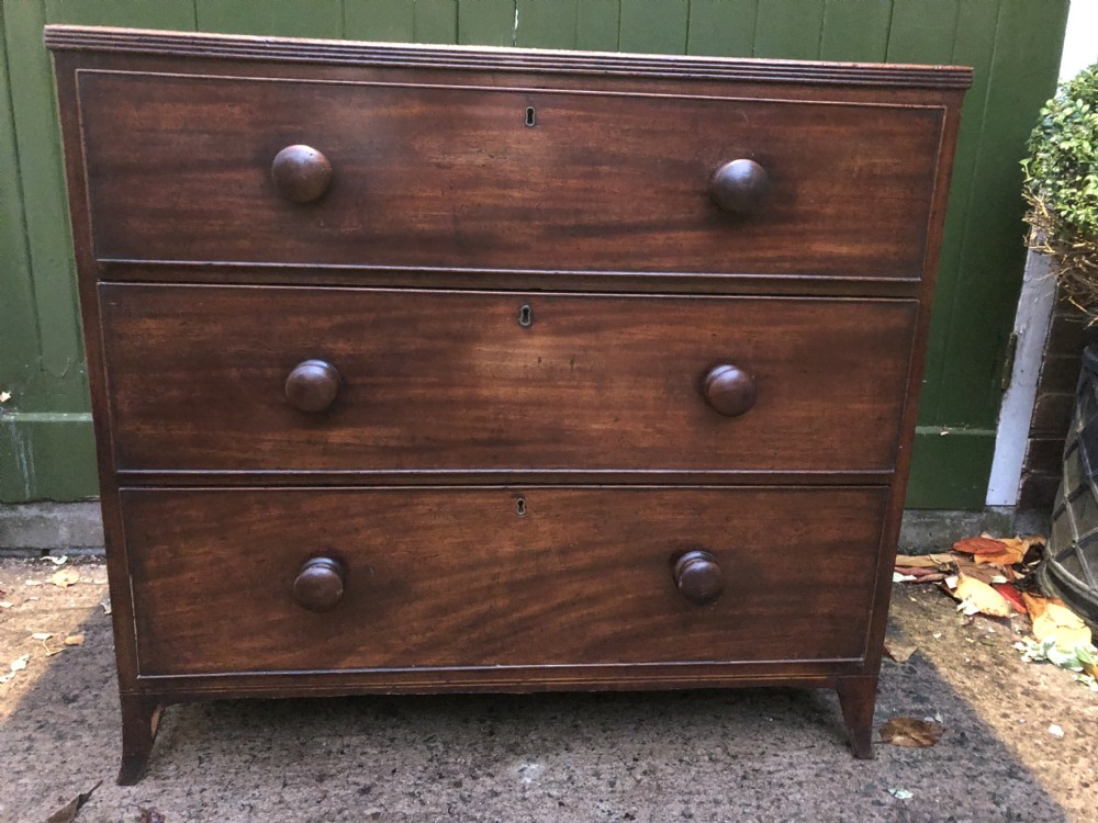 early c19th regency period mahogany chest of 3 long drawers