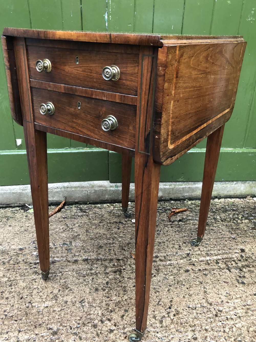 early c19th late george iii period rosewood dropleaf sewing or work table