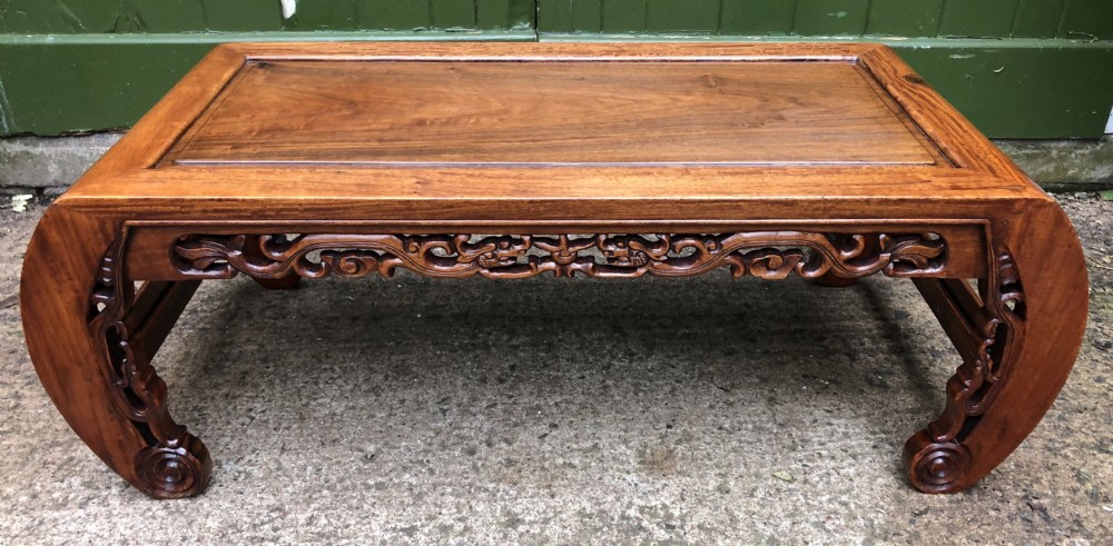 late c19th early c20th chinese qing dynasty carved hardwood kang or opium table