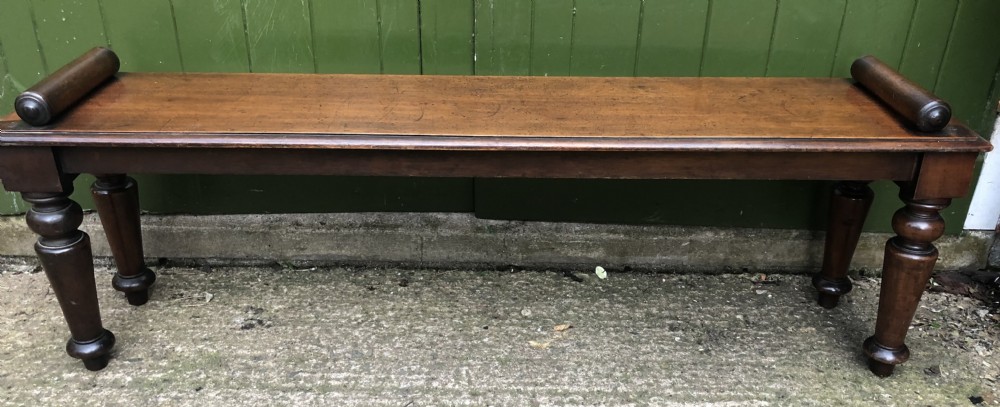 c19th william iv mahogany hall bench or seat with roll or rule ends