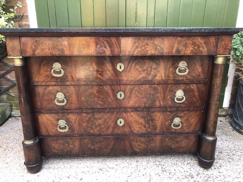 early c19th french empirestyle mahogany marbletopped commode chest