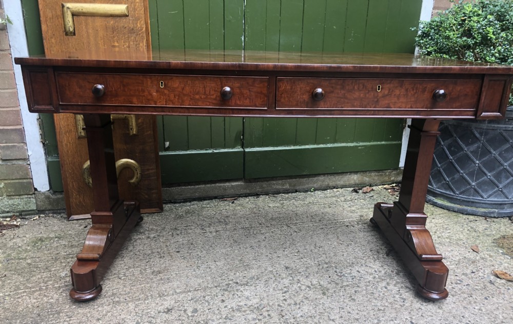 early c19th george iv period mahogany library or writing table of freestanding form