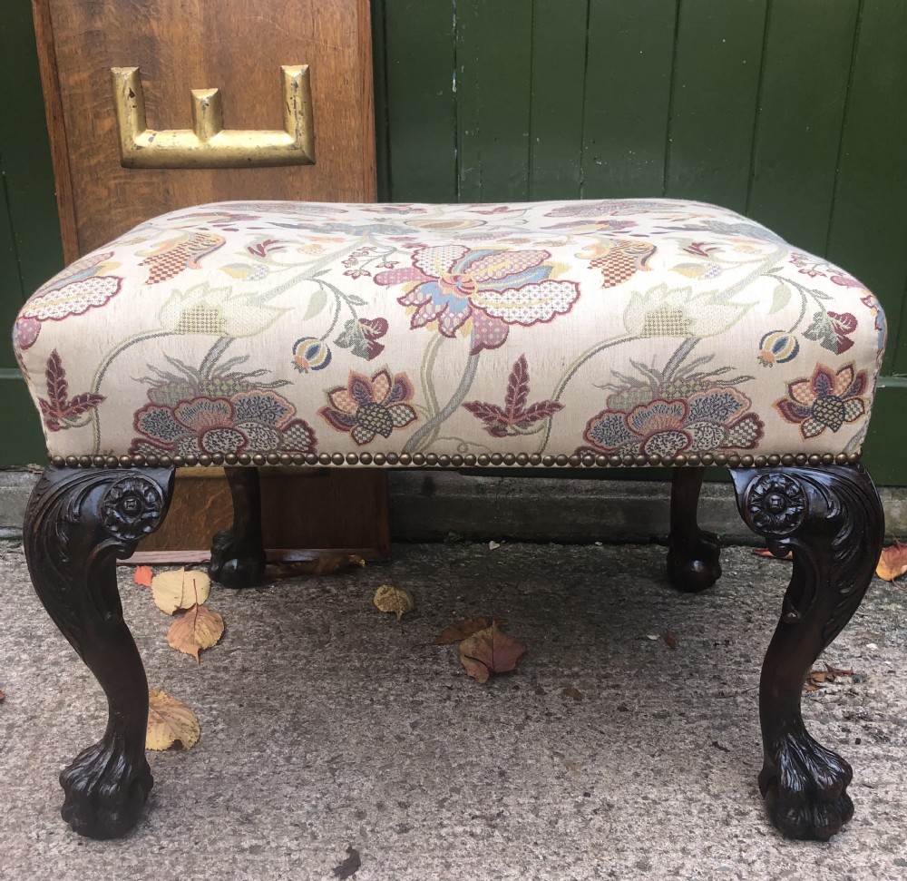 late c19th early c20th carved walnut rectangular stool of early c18th george ii period design