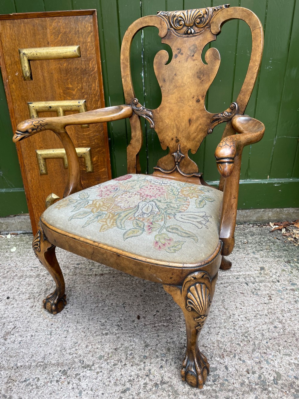 a fine quality early c20th george ii period revival walnut armchair