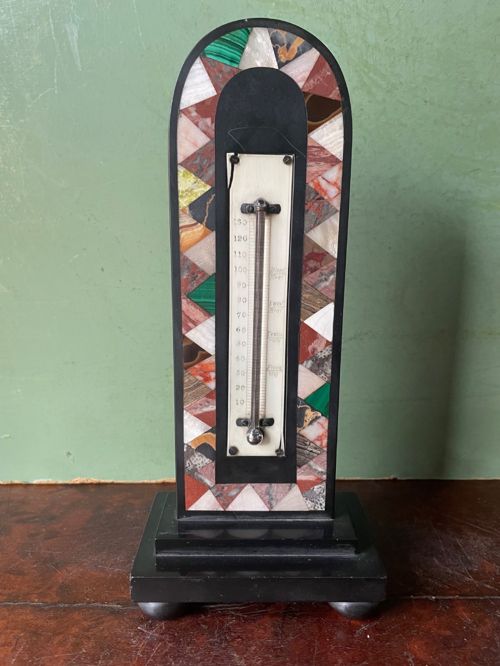 mid c19th derbyshire specimen marble inlaid tabletop thermometer