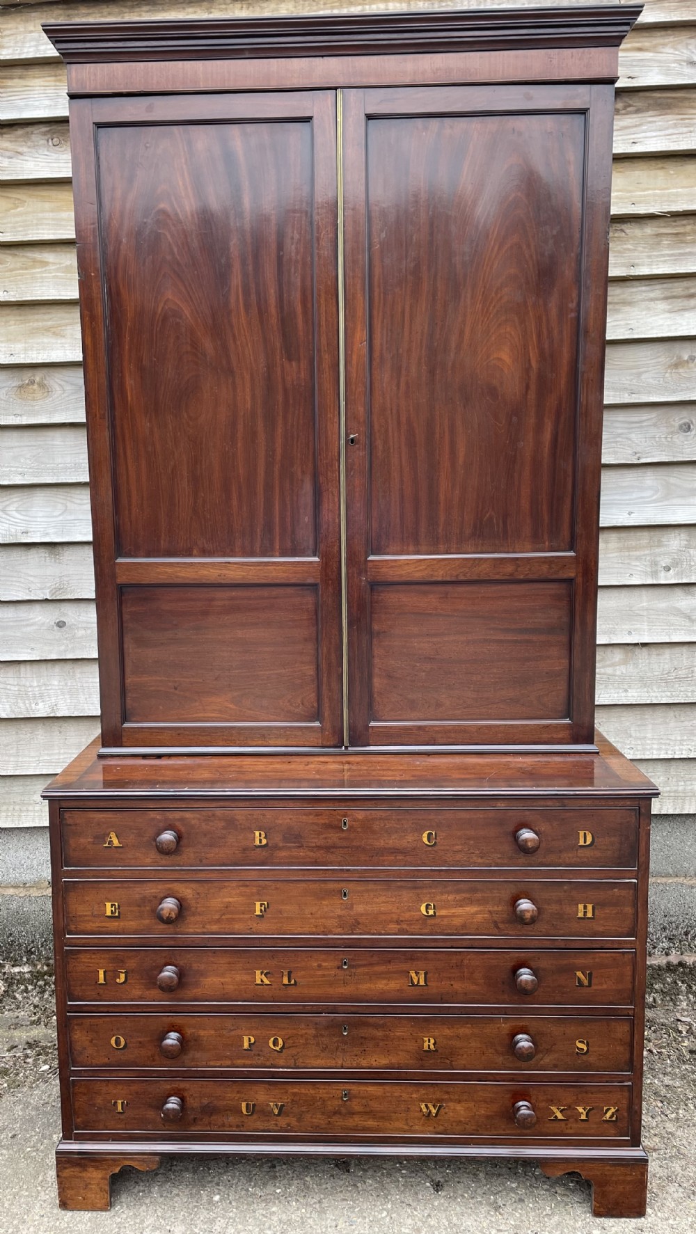 late c18th george iii period mahogany office or estate cabinet with original gilded lettering