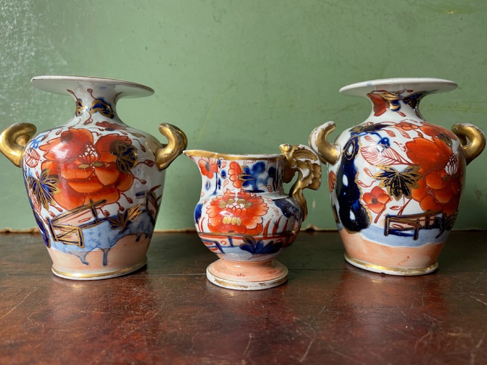 group of three early c19th english porcelain miniatures probably by spode