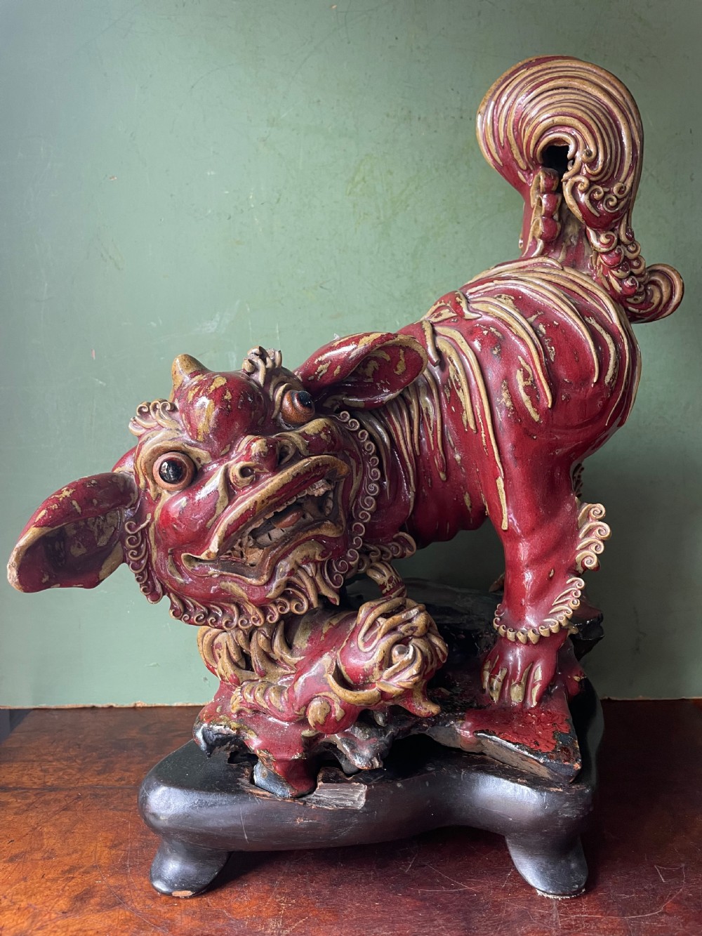 c19th chinese glazed stoneware study of a guardian liondog