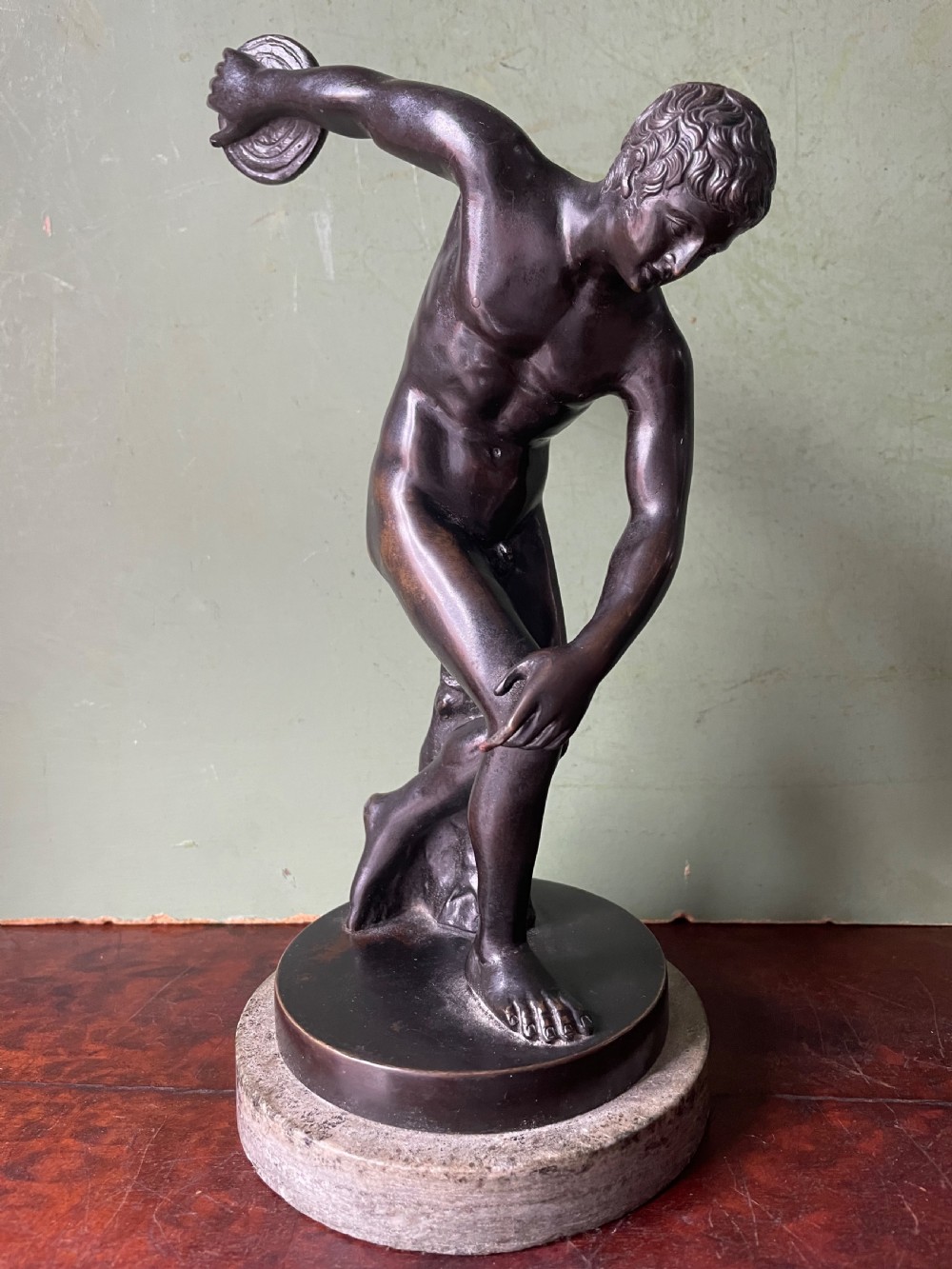 late c19th italian grand tour souvenir bronze reduction after the antique of the discobolus