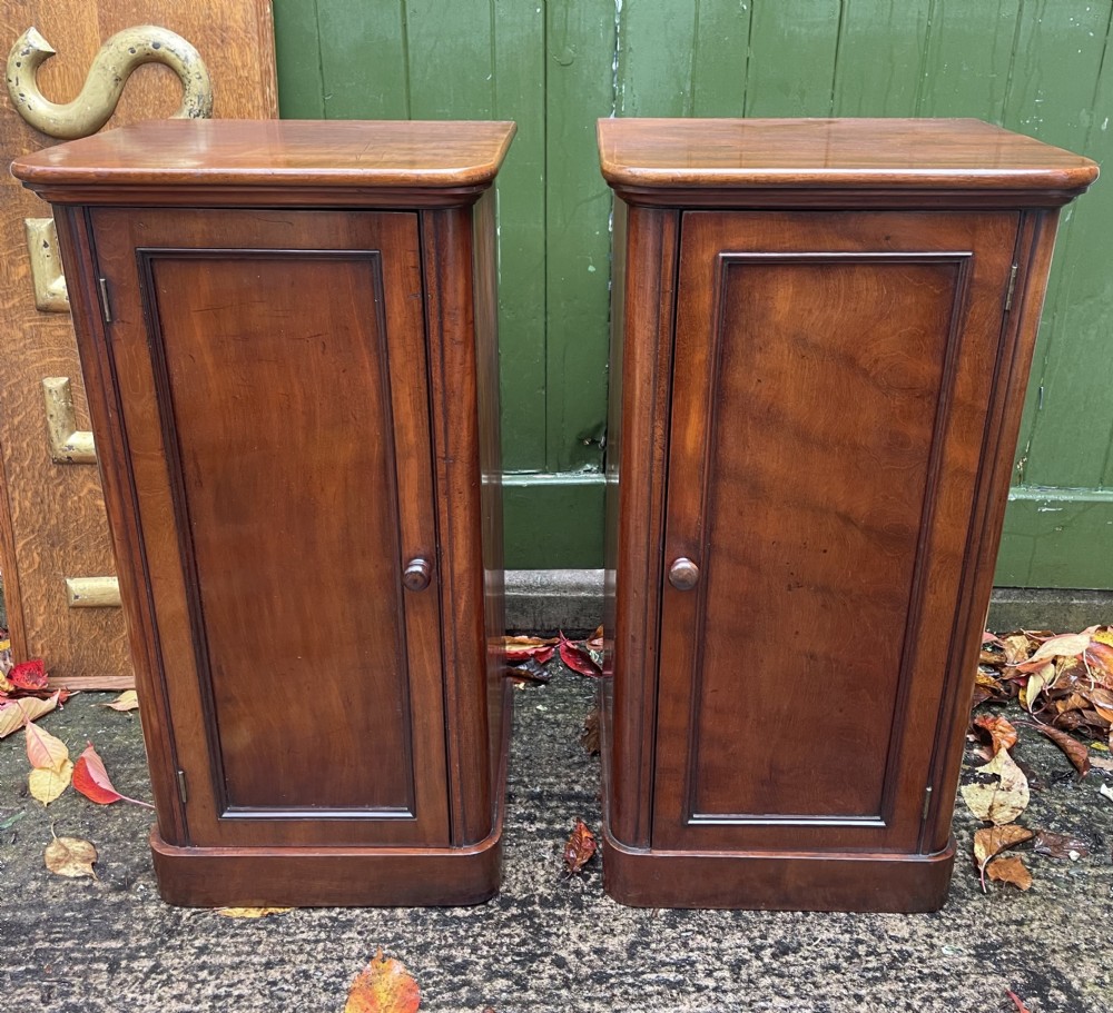pair of high quality mid c19th mahogany bedside pedestal cupboards