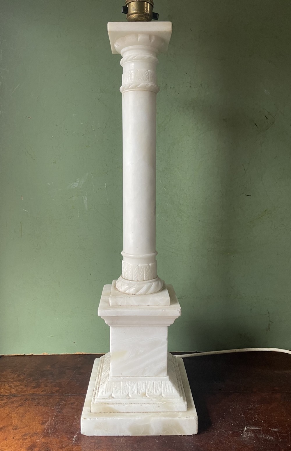 early c20th italian carved alabaster classical column table lamp