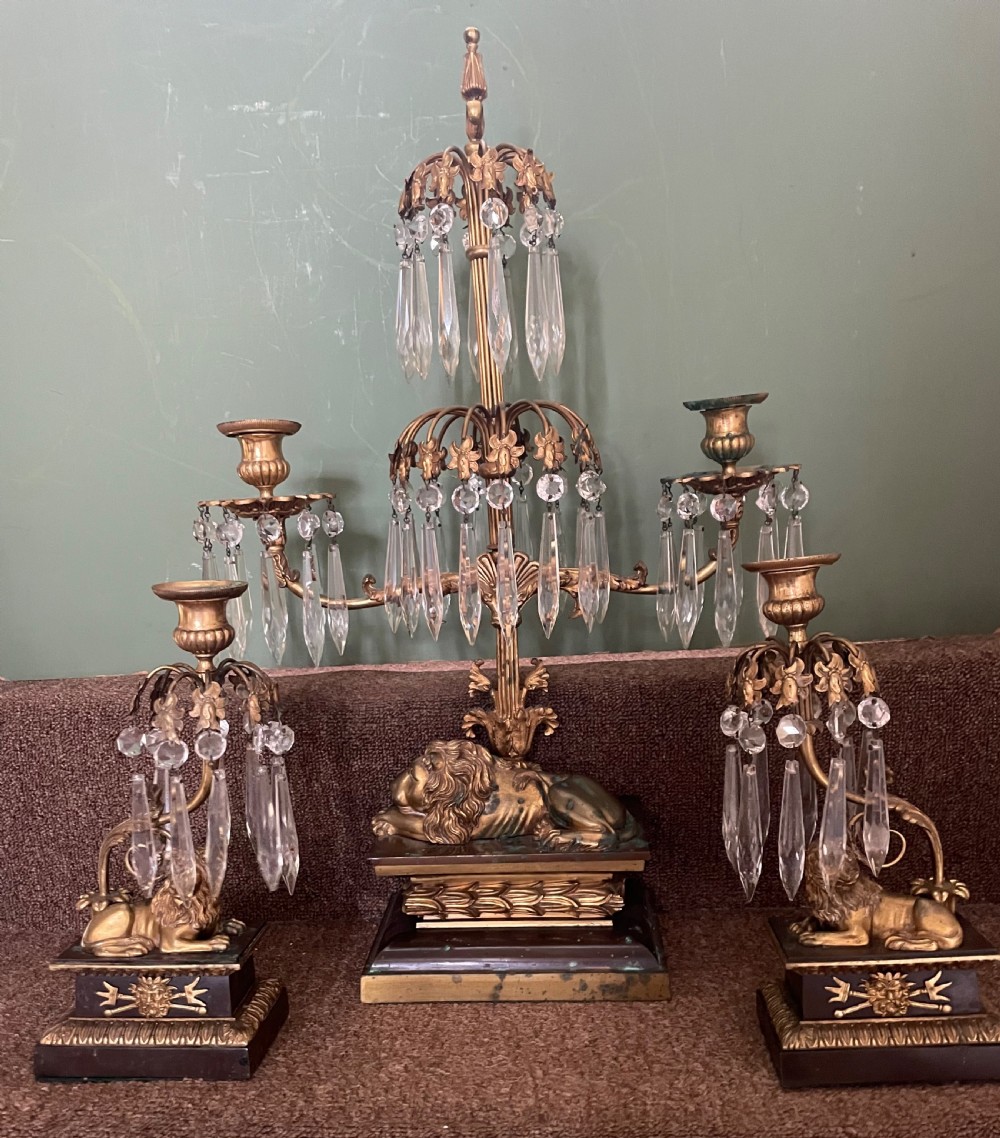 late c19th french bronze and ormolu garniture of candelabras of empire design