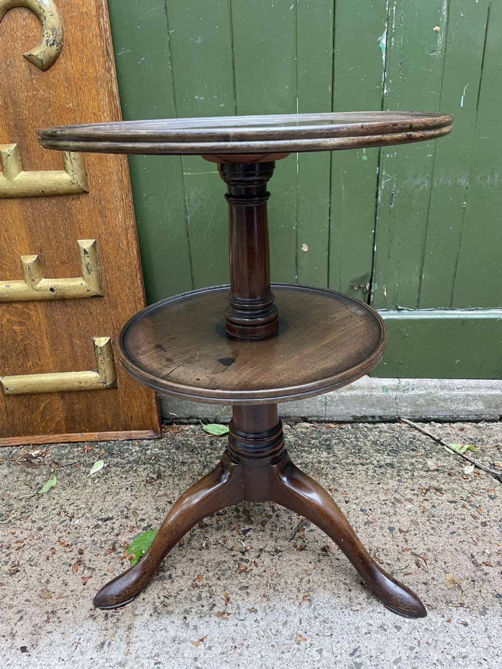 c18th george iii mahogany 2tier circular revolving dumbwaiter of unusual scale and proportions
