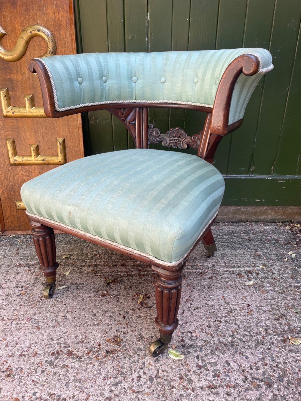 early c19th george iv period mahogany library armchair of horseshoe design
