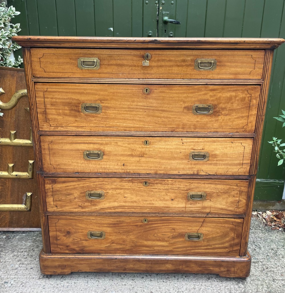 c19th chinese export trade camphorwood 2section military campaign chestofdrawers