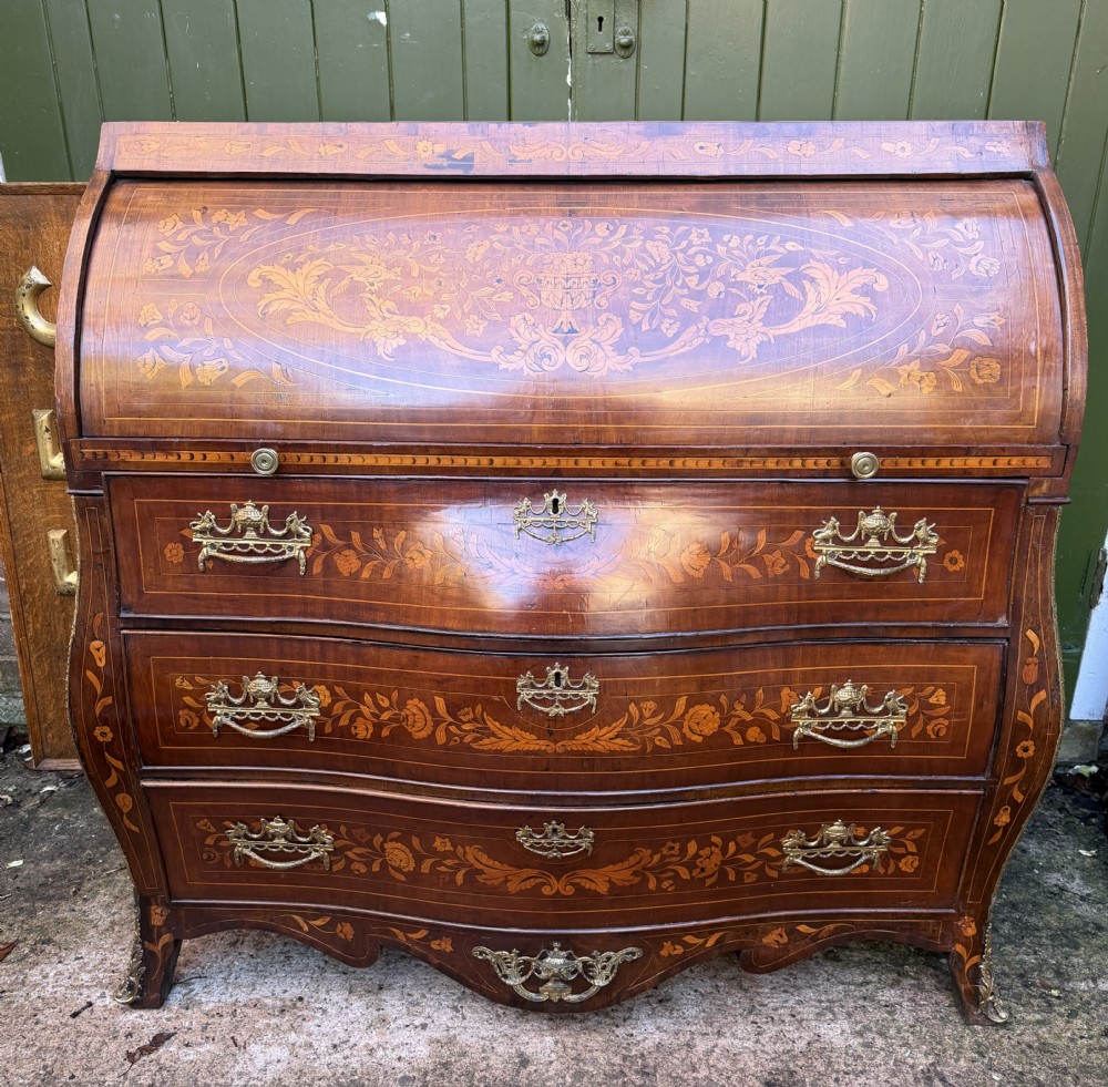 late c18th early c19th dutch floral marquetry inlaid walnut bureau