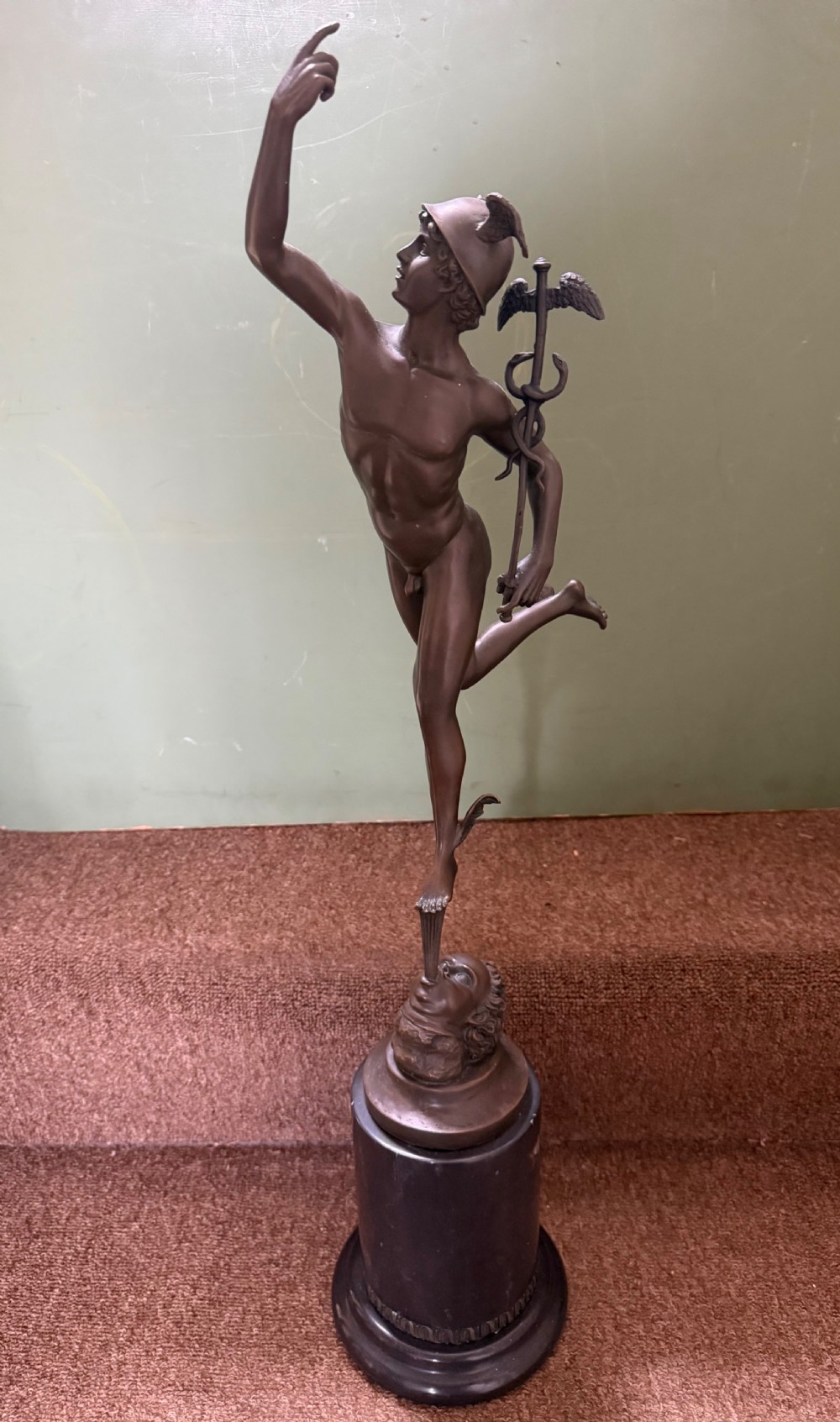 late c19th early c20th grand tour souvenir bronze sculpture of mercury after giambologna