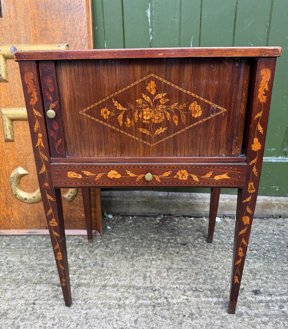late c18th early c19th dutch floral marquetry inlaid mahogany bedside cupboard