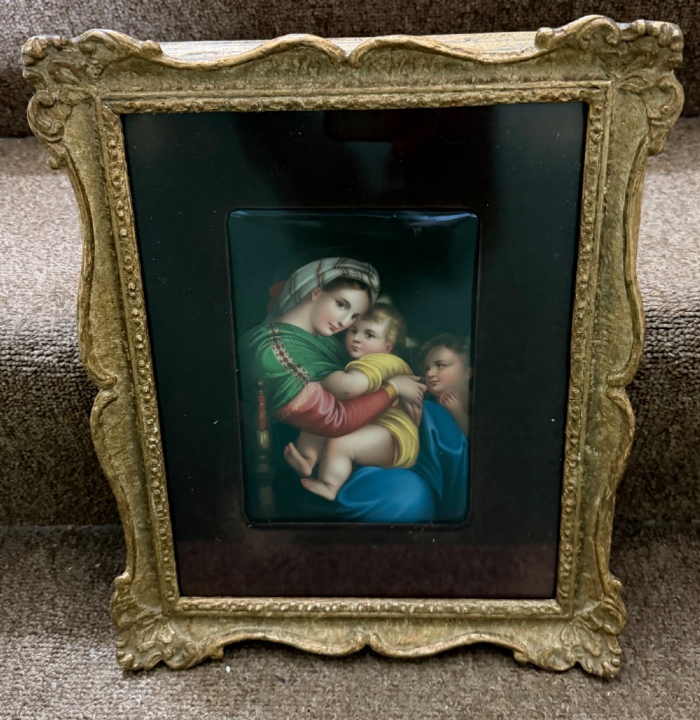 late c19th european continental handpainted porcelain plaque after the renaissance master raphael