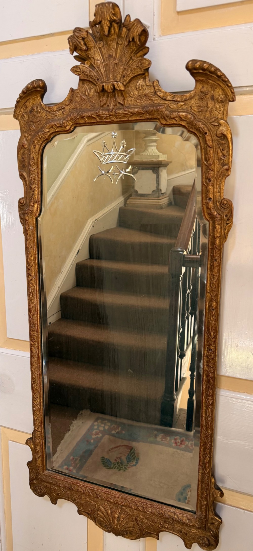 early c20th carved giltwood and gesso framed pier mirror of 18th george i period design in the manner of john belchier