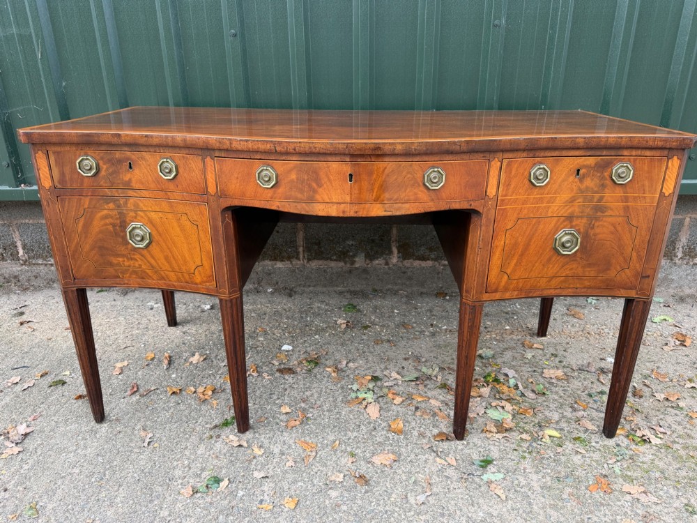 fine late c18th george iii sheraton period mahogany diningroom sideboard of serpentine outline